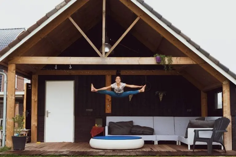 Girl jumping high on AirSpot outside